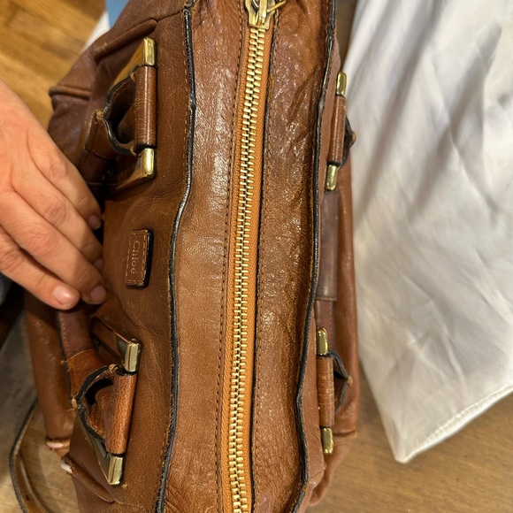 Vintage Chloe brown leather bag with brass detail. Long strap and dust bag incl. - Picture 6 of 10
